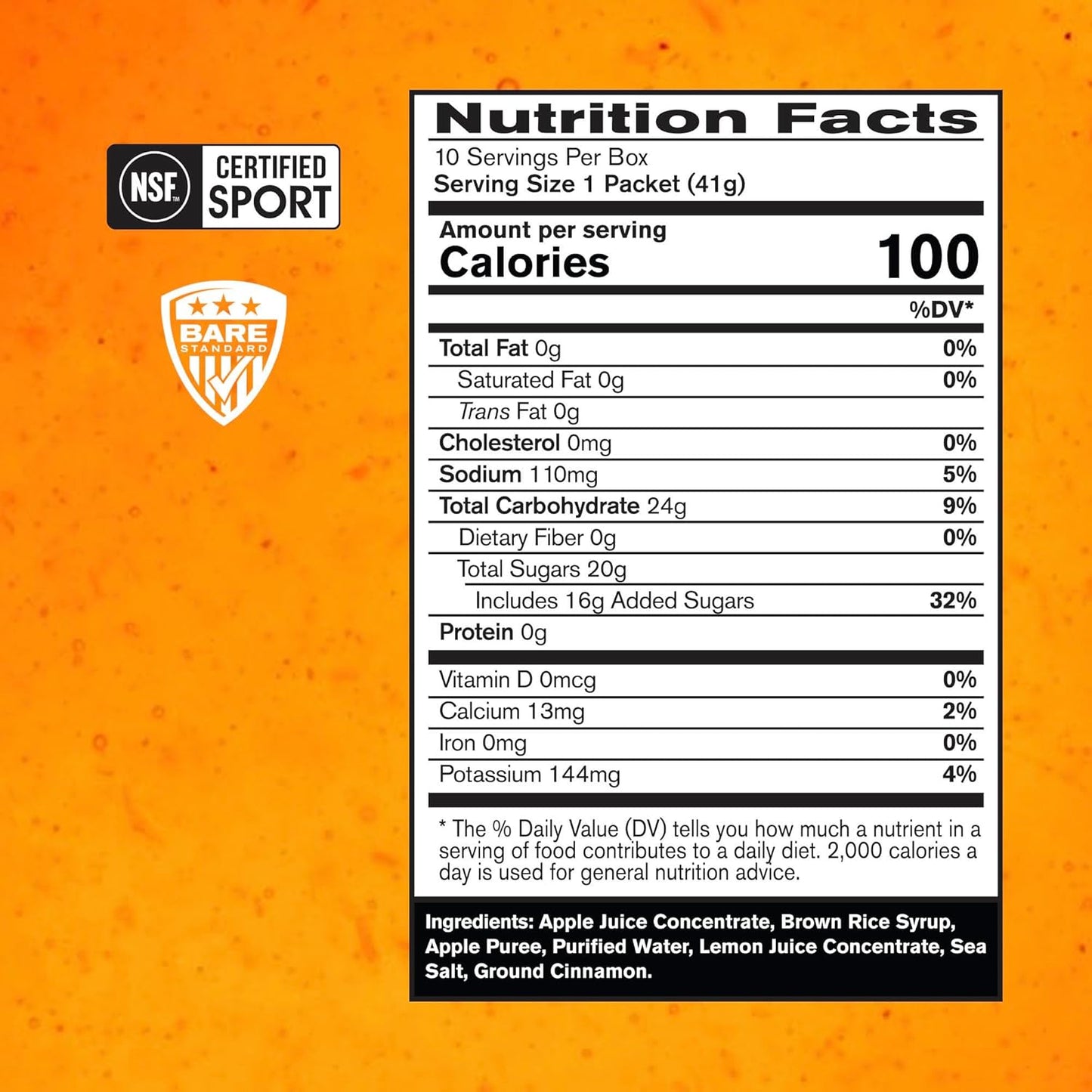 , BPN Go Gel Endurance, 24G of Carbohydrates & 100 Calories per Pack, Vegan + Gluten Free Running Gel, 10 Single-Serving Packs, Apple Cinnamon